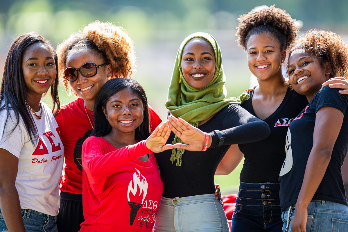 A diverse group of young woman at the University of Maryland