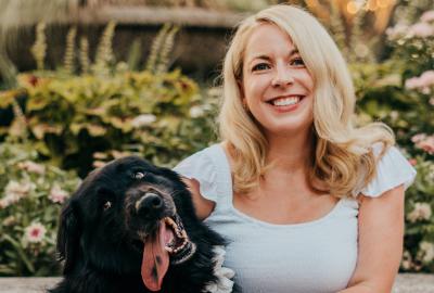 Lynsey White pictured with her dog