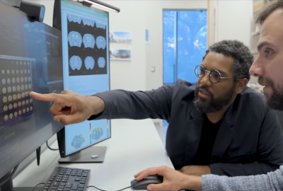 Nik Francis pointing at a computer screen