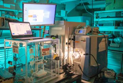 The ultrasensitive high-resolution mass spectrometer in the Nemes lab. Initial funding to build the instrument was provided by the Arnold and Mabel Beckman Foundation.