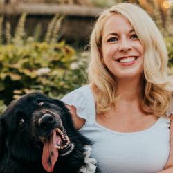Lynsey White pictured with her dog